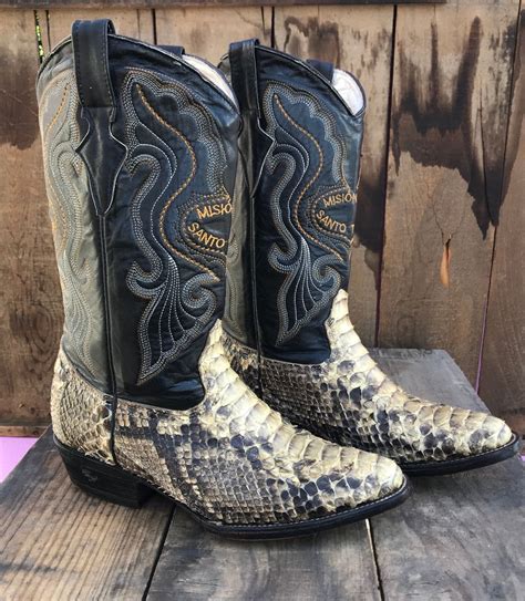 As-is Amazing Genuine Snake Skin Cowboy Boots With Ornate Leather ...