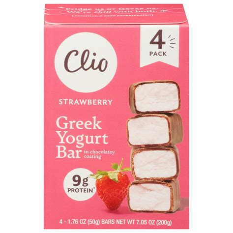 Buy Clio Strawberry Greek Yogurt Bar in Chocolatey Coating, 1.76 oz, 4 ...