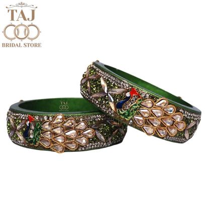 Premium Jaipuri Lac Kada Bangles Set with Latest Peacock Design – Taj ...