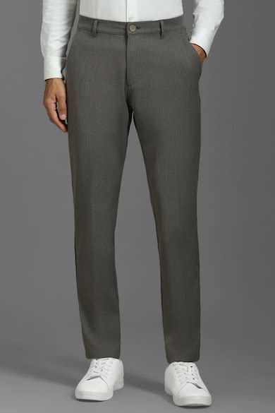 Buy Men Grey Textured Flat Front Casual Trousers Online - 39961126 ...