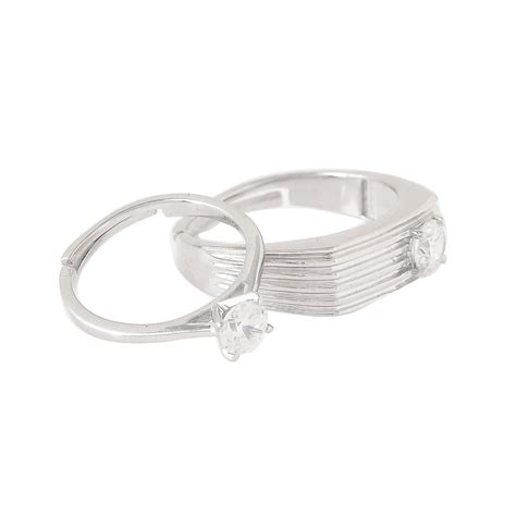 Sterling Silver Zircon Adorned Couple Rings – VOYLLA