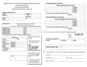 Fillable Online cfawalls 2008 CFA Summer Convention Exhibitor ...