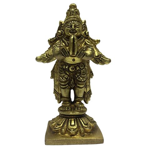 Garuda Standing on Lotus Pedestal Brass Antique 3.5 Inch – Sri Prarthana