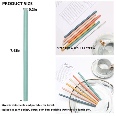Aokelily 6Pcs Reusable, Detachable Drinking Straws with Cleaning Brush ...