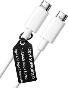 Sulania Type C 10 A 1 m PVC 120 Watt Fast Charging Datacable with Turbo ...