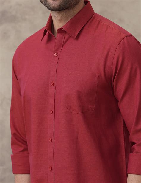 Men Linen Cotton Shirt Brick Red LF20