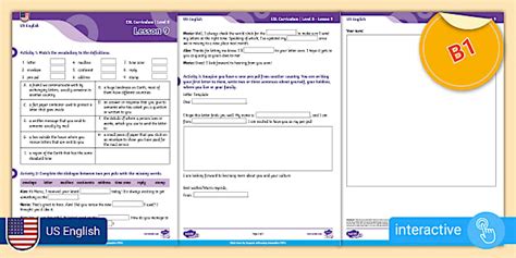ESL Curriculum (US-English Version) Level 8 Lesson 9 Interactive Activity
