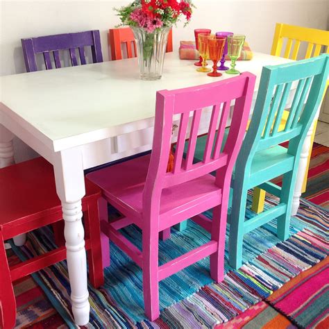 Colorful Dining Room Decor with Upcycled Furniture