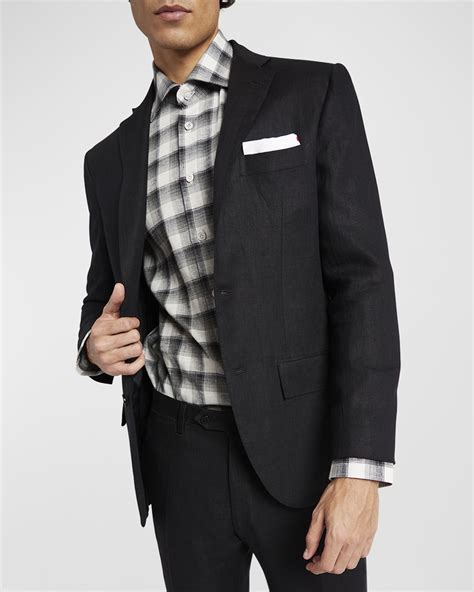 Isaia Men's Striped Linen-Blend Blazer | Neiman Marcus