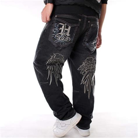 Buy LUOBANIU Men's Vintage Hip Hop Style Baggy Jeans Denim Loose Fit ...