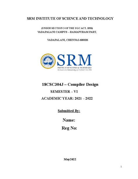 CD Record - SRM INSTITUTE OF SCIENCE AND TECHNOLOGY (UNDER SECTION 3 OF ...