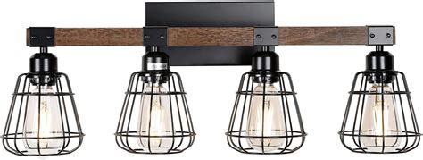 Buy TELAFLY Bathroom Vanity Light Fixture,Rustic 4-Light Wood Wall ...