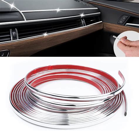 Amazon.com: 16Ft Chrome Car Trim Strip, Self-Adhesive Automotive Exterior and Interior Side Body ...