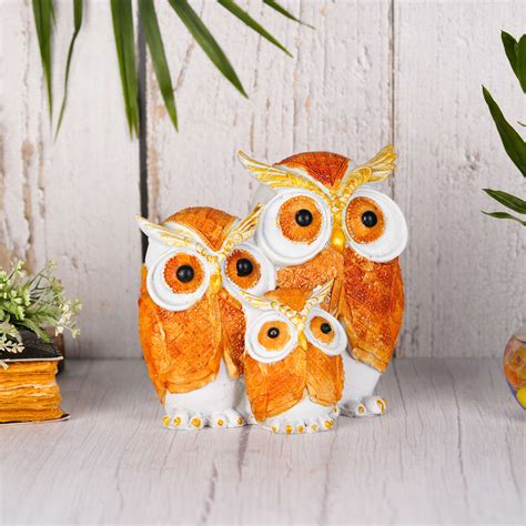 Swastik Creations Resin owl Family Set of 3 Statue showpiece Figurine ...