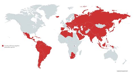 [OC] Countries projected to have negative population growth by the end ...