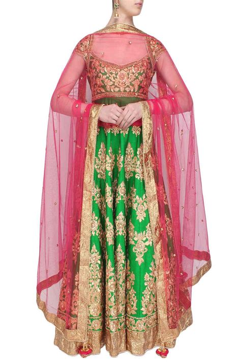 Green Gota Patti Embroidered Floral Motifs Anarkali Set – Preeti s kapoor