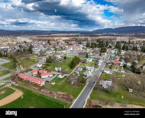 Jersey Shore, PA, USA - 03-17-2024 - Cloudy winter / spring aerial ...
