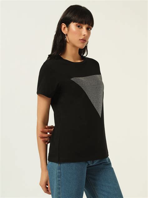 Beatnik Black Sequence T-shirt | Beatnik India