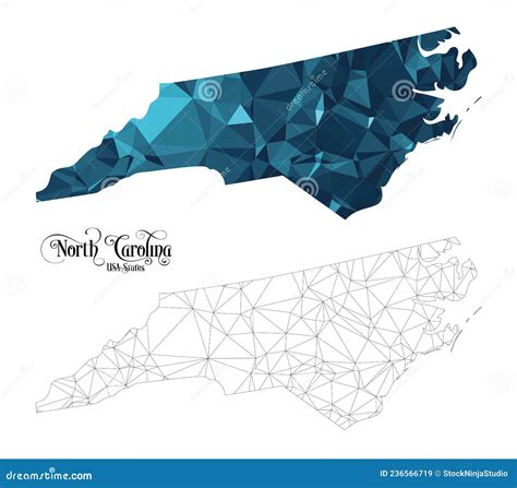 Low Poly Map of North Carolina State USA. Polygonal Shape Vector ...