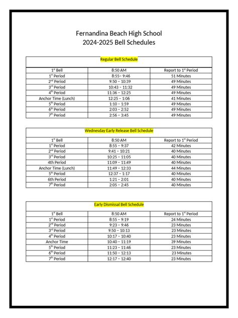 2024-2025 Bell Schedule | PDF