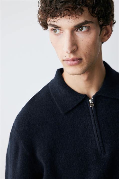 Regular Fit Half Zip Sweater - Navy blue - Men | H&M AU
