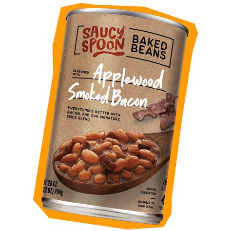 Saucy Spoon Applewood Smoked Bacon Baked Beans, Canned Beans, 28 oz Can ...