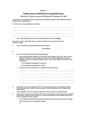 Fillable Online dol govt Form 1 Notice about entitlement to parental ...