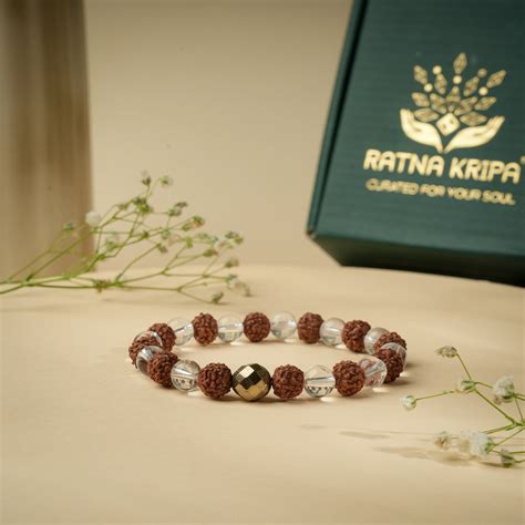 Buy Clear Quartz and Rudraksha Combination Bracelet – ratnakripa