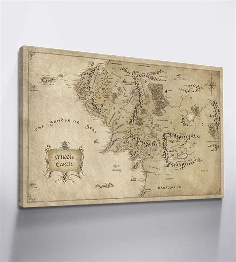 Buy Lord of The Rings Canvas Wall Art Middle Earth Map Poster Lord of ...