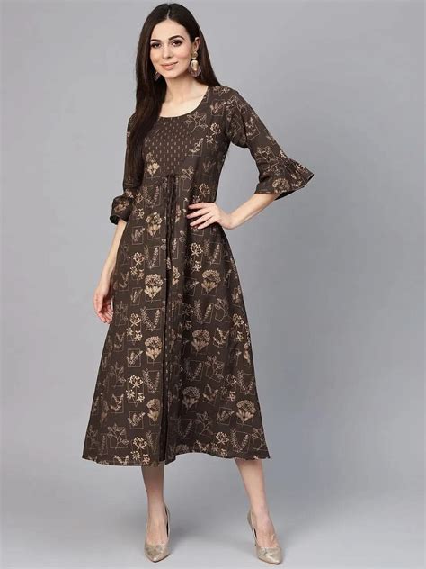 Buy Grey Printed Cotton Dress Online at Rs.827 | Libas