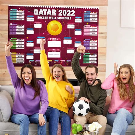 Buy Qatar 2022 World Soccer Game Wall Chart Schedule Poster Home Office ...