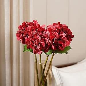Buy Pure Home + Living Red Hydrangea Faux Flower Stem Plastic Dry ...