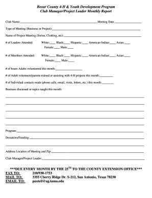 Bexar County 4-H Youth Development Program Club Manager - Bexar-tx Tamu ...