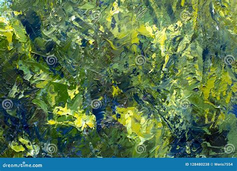 Green Bushes Leaves Palette Knife Oil Painting on Canvas Stock Illustration - Illustration of ...