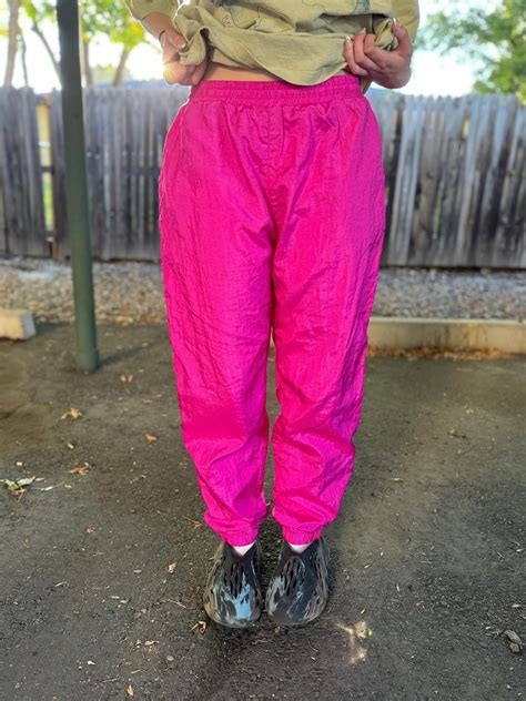Vintage 1980s Parachute Pants Hot Pink Neon Chic Pull on Leisure Comfy ...