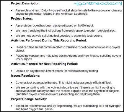 ProjectManagement.com - Sample Status Report