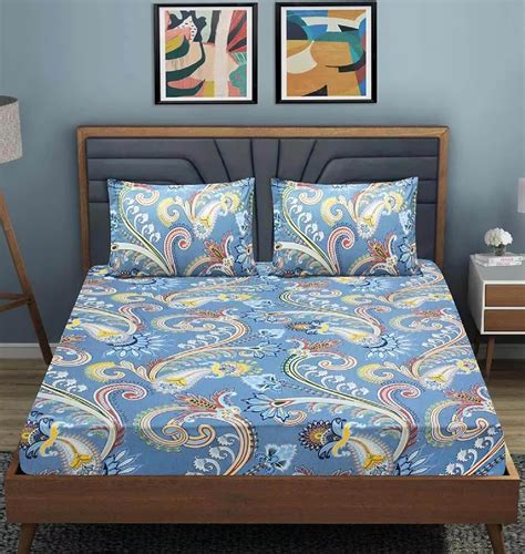 TARAIN COLLECTION Cotton 180 TC Printed Bedsheet for Double Bed with 2 ...