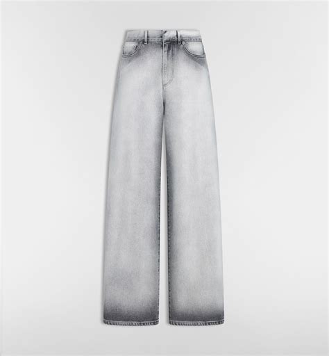 Flared Jeans Gray Stonewashed Cotton Denim | DIOR