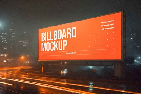 Night Rain Long City Billboard Mockup PSD Free - PsFiles