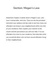 Health 11 - Megan's Law.pdf - Section: Megan's Law Statement: Explain ...