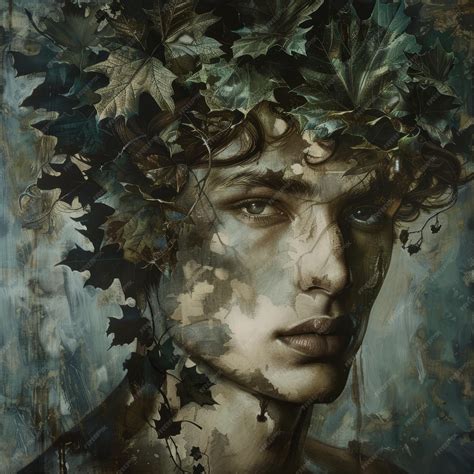Premium Photo | Mystical Portrait of a Man with Leaves