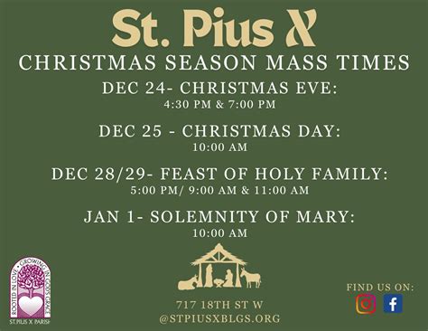 St. Pius X Christmas Mass Times - St. Pius X Parish