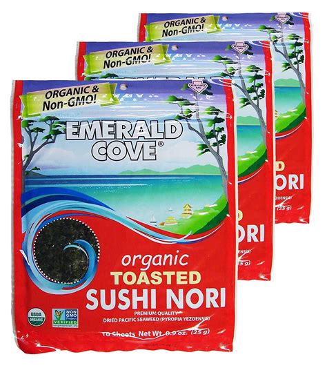 Emerald Cove Organic Nori Sheets For Sushi Onigiri Wraps Non ...