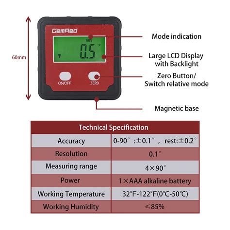 Buy GemRed Digital Level Tool, Digital Angle Finder Tool, Digital ...