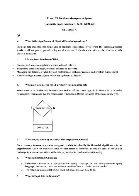 Solution of KCS501 Database Management System - 5 th sem CS Database ...