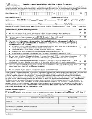 Fillable Online Fill - Free fillable COVID-19 VACCINE ADMINISTRATION ...
