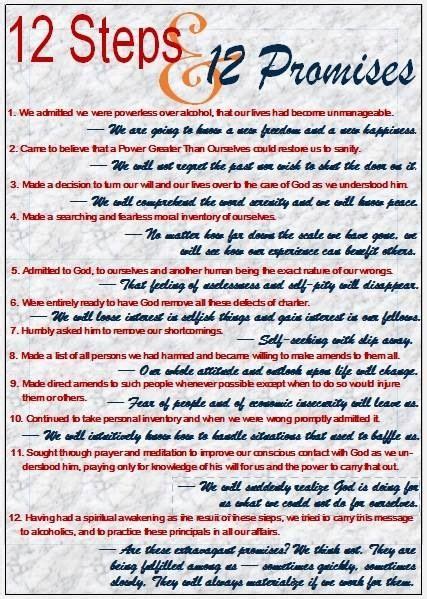 12 Steps & 12 Promises Poster - AA Bible Promises