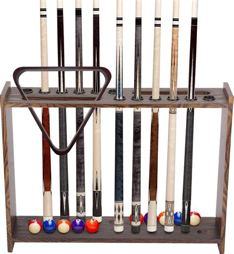 foriy 12 Pool Cue Rack Pool Stick Holder Wood Pool Billiard Stick ...
