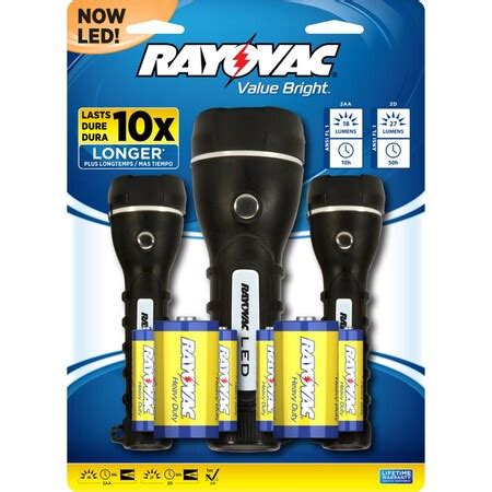 Rayovac Value Bright Black LED Flashlight BER2AA2D-B3TA | Zoro
