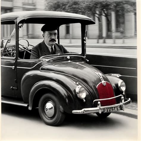 hitler without moustache as an uber driver in today's berlin